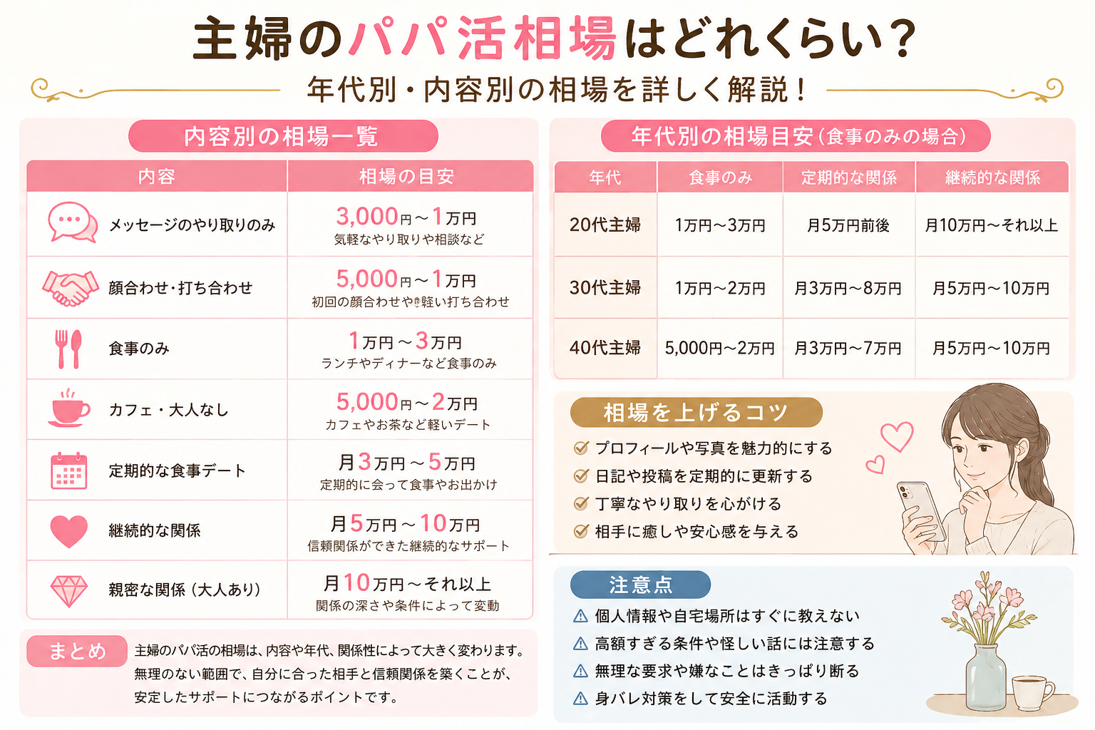 主婦のパパ活相場はどれくらい？年代別・内容別の相場